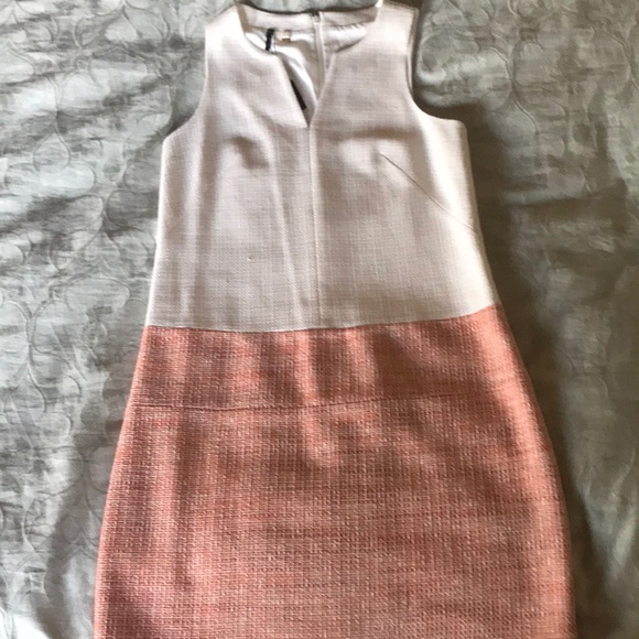 NWT 4.collective White/Coral Tweed Sheath Dress, 8 - Picture 3 of 7
